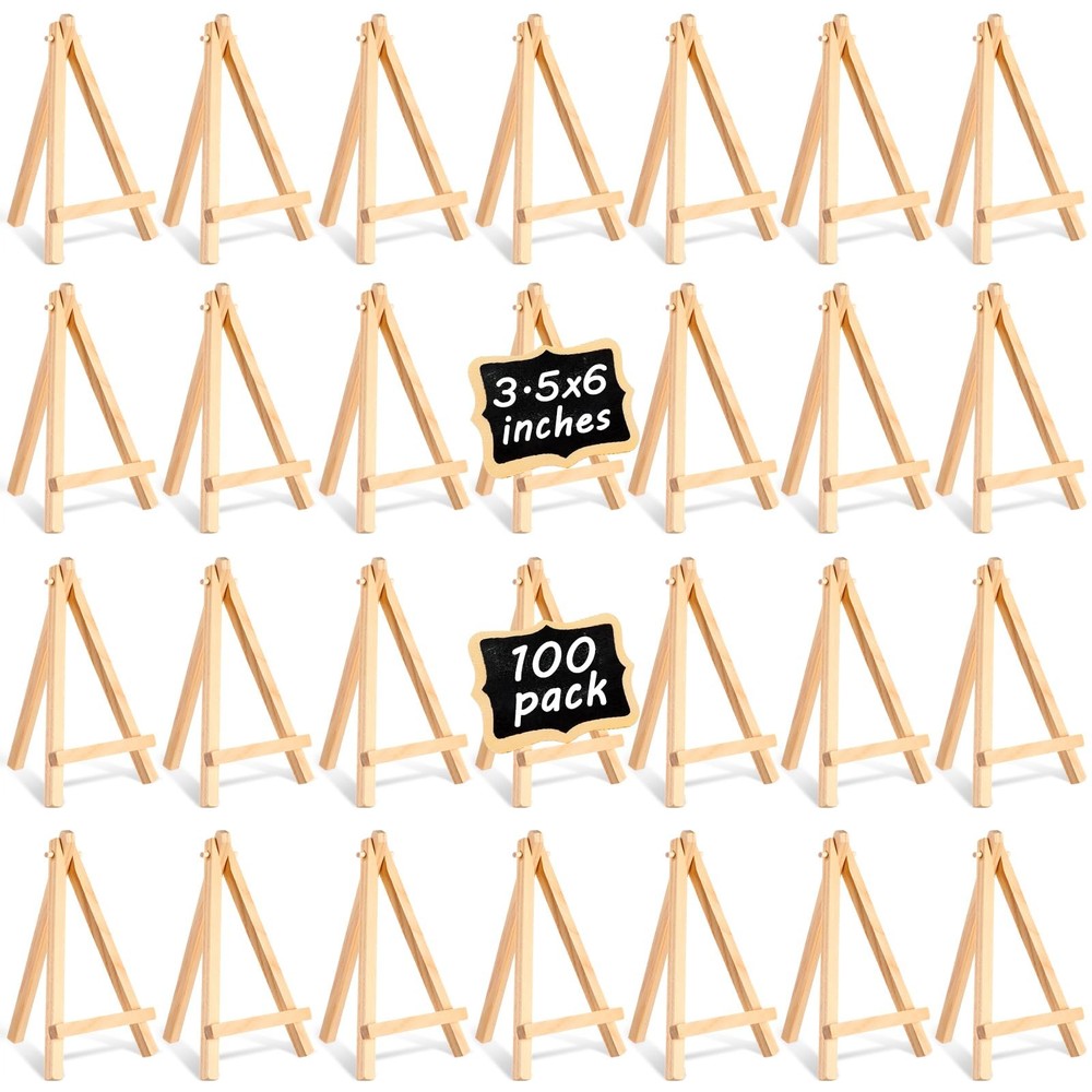 Mimorou 100 Pieces Mini Wood Easel Stands 6 Inch, as shown in the picture