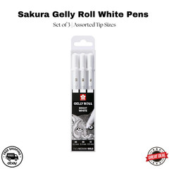 Sakura Gelly Roll White Gel Pens Set of 3 Fine Medium Bold 05 08 10