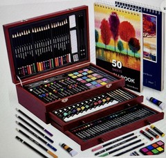 175 Piece Deluxe Art Set with 2 Drawing Pads Acrylic Paints Crayons Colored