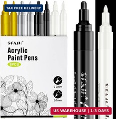 SFAIH Acrylic Paint Markers Pens – 4 Colors 8 Pack (Fine & Medium) for DIY Home