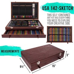 U.S. Art Supply 162-Piece Mega Wood Box Artist Kit 162-Piece, Multicolored