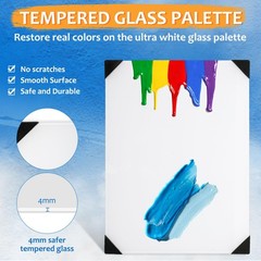 Glass Palette for Oil Painting 12 x 9 Inches, Paint Mixing Palette for Acryli…