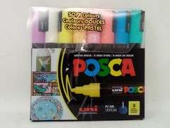 Uni POSCA Water-Based Paint Markers – 8 Soft/Pastel Colors PC-5m 1.8-2.5 mm