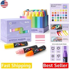 Vibrant 30pc Jumbo Acrylic Paint Pens: 15mm Felt Tip, Ergonomic Grip, DIY Crafts