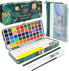 Watercolor Paint Set 50 Colors, Travel Watercolor Set with Watercolor Papers and