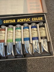 12 Vintage Guitar Acrylic Color Water Soluble Rare Paint VTG Art Supply