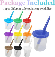 10Pcs Paint Cups with Lids for Kids, Spill Proof Learning Color Cups for Young A