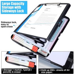 Black Clipboard with Storage Heavy Duty,TFDLCG zm Clip Boards 8.5×11 with Pen…
