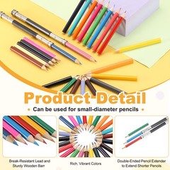 50Pcs Mini Colored Pencils 3.5 Inch Coloring Pencils with Extender, Tangerine