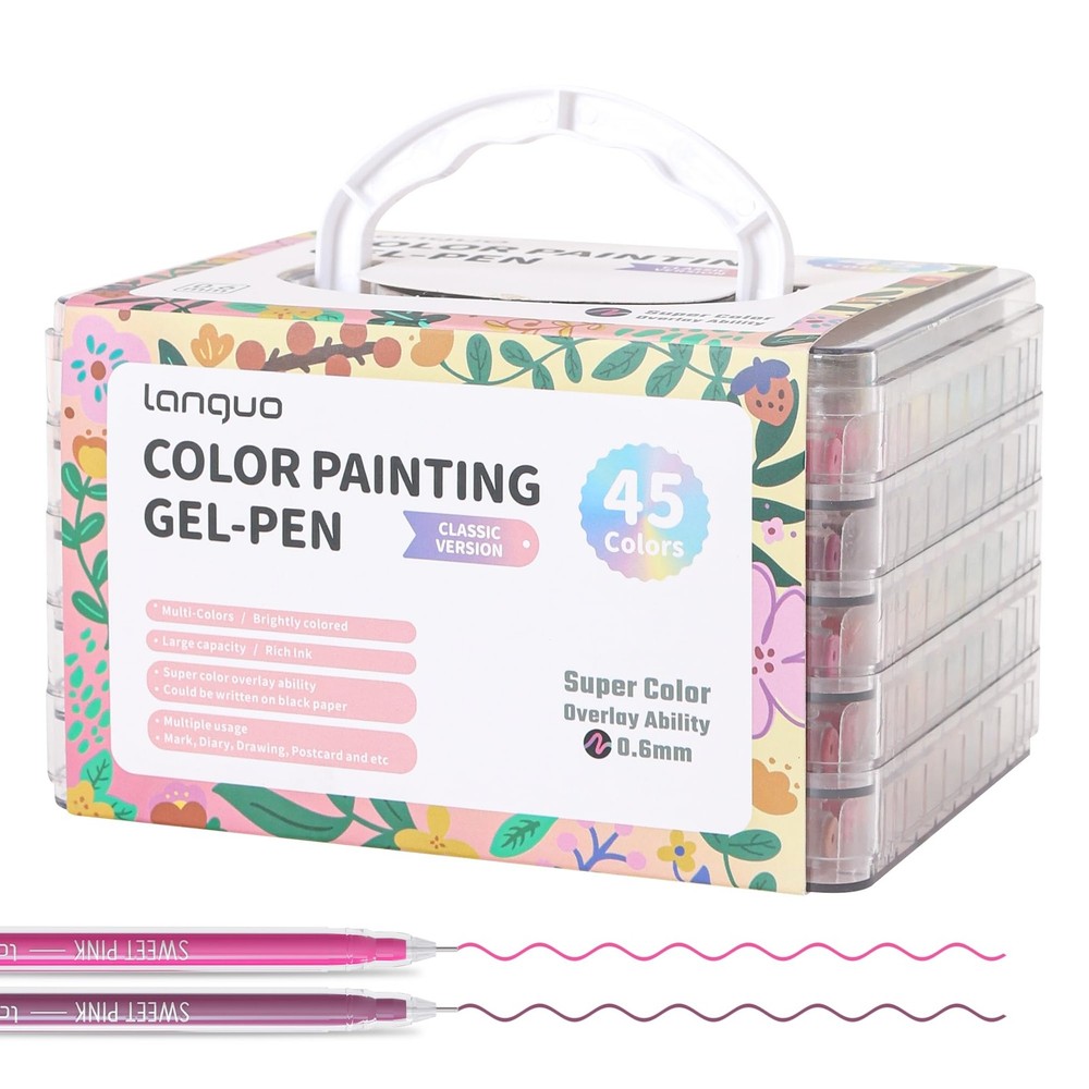 45 PCS Gel Pens Adult Coloring Books Marker Doodling Journaling DIY