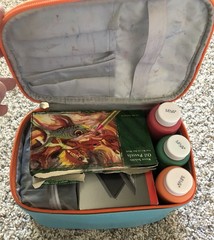 Art Supply Lot- Oil Pastels, Stamps, Felt Pad, Paints, Ink Pads, Case & More