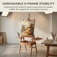 Foldable & Adjustable Art Easel with Storage Drawer Trays, Beech Wooden Easel