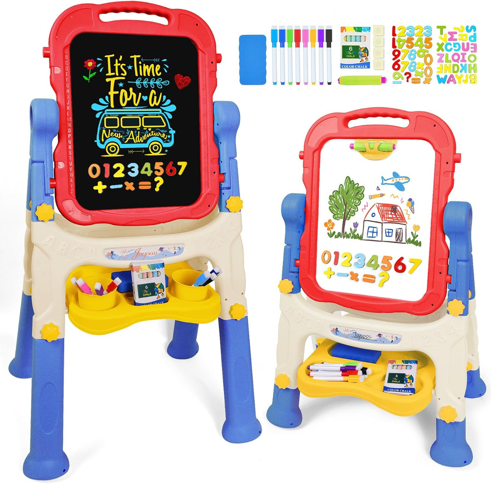 Art Easel for Kids Adjustable Toddler Easel Stand for Painting, Magnetic Double
