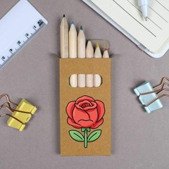 6 x ‘Simple Red Rose’ Short 85mm Pencils / Coloured Pencil Set (PE00088900)