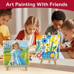 Mini Stretched Canvas Set, 24 Pack 4×4 Inch Blank Canvases for Painting