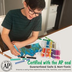 Magic Stix Washable Acrylic Markers for Kids and Teens, 12 Non-Toxic Colors, …