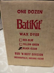 NOS 1 dozen (12) BatiKit Wax Dyes Made in USA CK-302 Black & Clear stick onestep