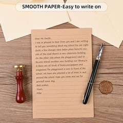 48 Pieces Stationery Set with Envelopes (24 Kraft Paper Sheets + 12 Linen Tex…