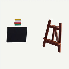 1/12 Scale Miniature Wooden Easel with Chalks Set and Assorted Dollhouse Items
