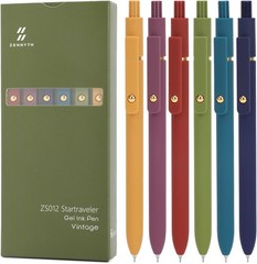 6 Pcs Quick Dry Black Gel Pens – 0.5mm Fine Point, Smooth Writing for Elegance