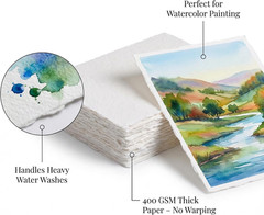 400 GSM / 25 Sheets Rough Textured Watercolor Paper for Painting, Drawing & Sket