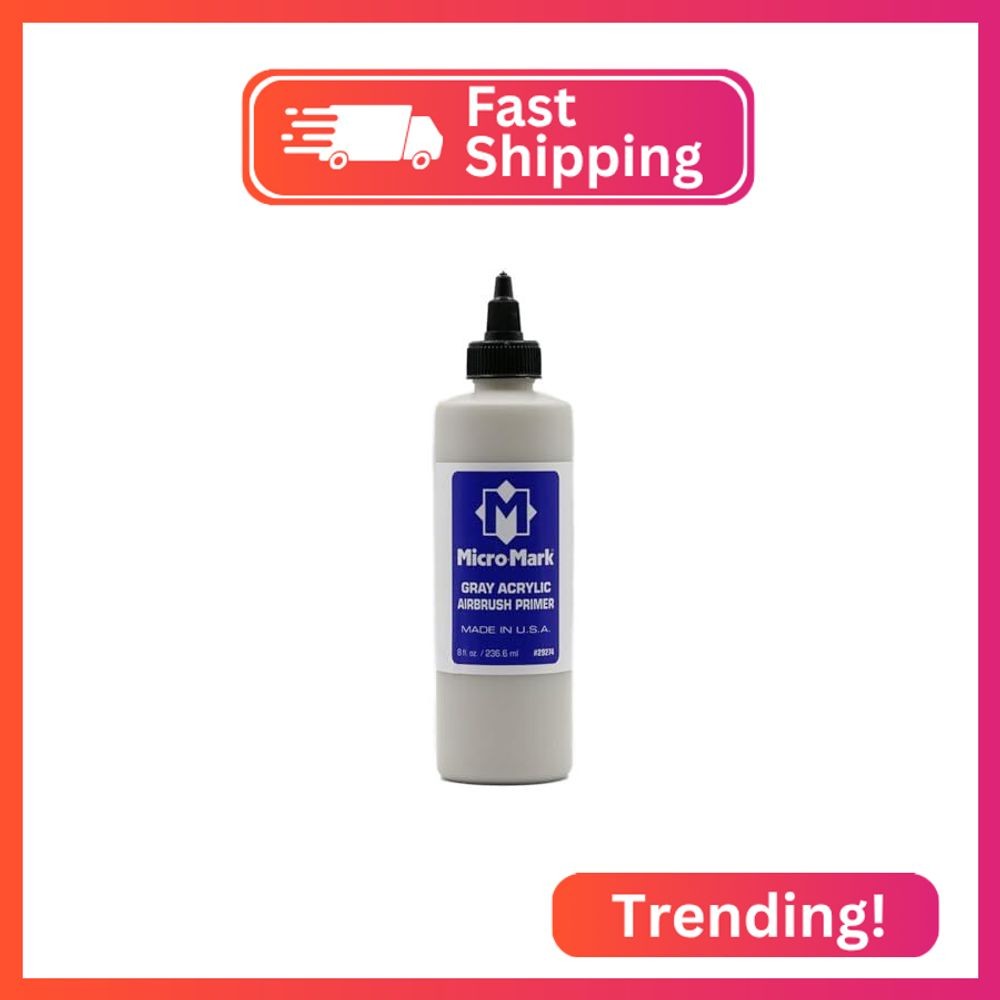 Micro-Mark Gray Airbrush Primer, 8oz – Made in USA Acrylic Surface Primer for Mo