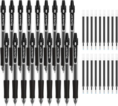 Black Gel Pens, 36 Pack(18 Gel Pens with 18 Refills) Retractable Medium Point Ro
