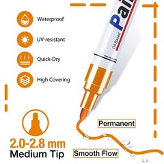 Orange Paint Pen Permanent Paint Markers – 8 Oil Based Paint Pens, Medium Tip…