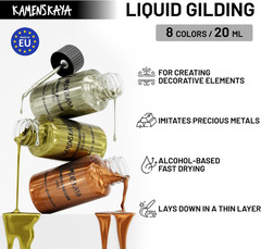 Liquid Gold Leaf Paint – Alcohol Based Fast Drying Rich Gold Liquid Leaf, 0.68 F