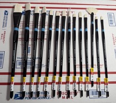 14 Princeton Aspen Long Handle Oil Acrylic Synthetic Paint Brushes NO DOUBLES!!!