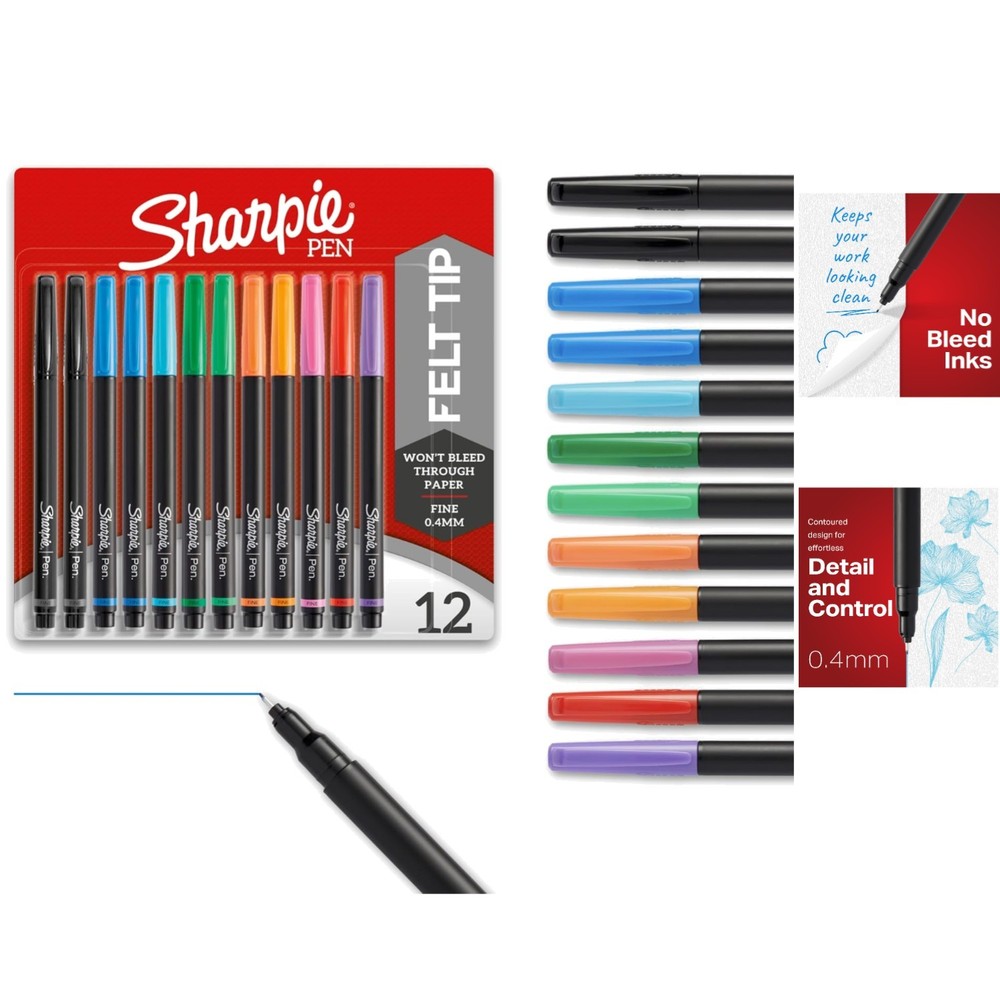 Quick-Drying Assorted Color Fine Point Pens – 12 Count for Art & Writing