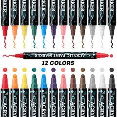 12/26 Pcs Dual Tip Acrylic Marker Paint Pens Set Permanent for Art DIY Project