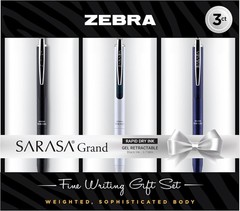 Zebra SARASA Grand .7mm Gel Pens, Black Ink, 3-Pack