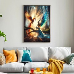 Diamond Painting Kit, 5D Fantasy Forest Phoenix and Goddess Art,DIY Ful