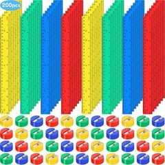 PerKoop 100 Pcs Plastic Rulers and 100 Pcs Mini Round Manual Pencil Sharpener…