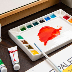 18-Well Porcelain Artist Paint Palette, Mixing Art Ceramic Watercolor Paint Pale