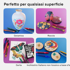 Glitter Paint Pens for Rock Painting, Stone, Ceramic, Glass, Wood, Fabric, Scrap