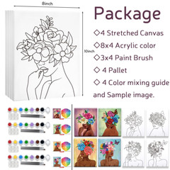 4 Pack Pre Drawn Canvas for Painting for Adults Paint and Sip Party Supplies Can