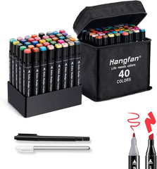 Art Markers, for Adult Coloring Books No Bleeding,40 Colors Dual Tip Alcohol