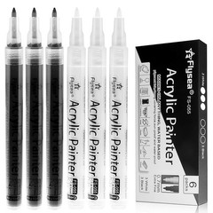 EBOT Black Paint Pens, 6 Pack 0.7mm Acrylic Black Permanent Marker,White Pain…