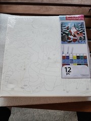 Artists Loft Pre-Printed Canvas 12 pc Painting Kit 11×11 Paint Brushes Christmas