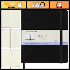Large Plain Sketchbook – Hard Cover Art Notebook, 5″x8.25″, Black, Ideal for Dra