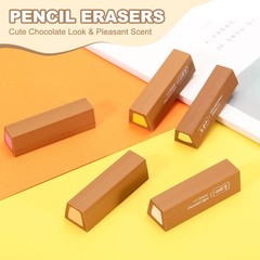 Pencil Erasers Rubber, 10 Pcs Art Eraser Scented, Dark Brown/Yellow/Apricot