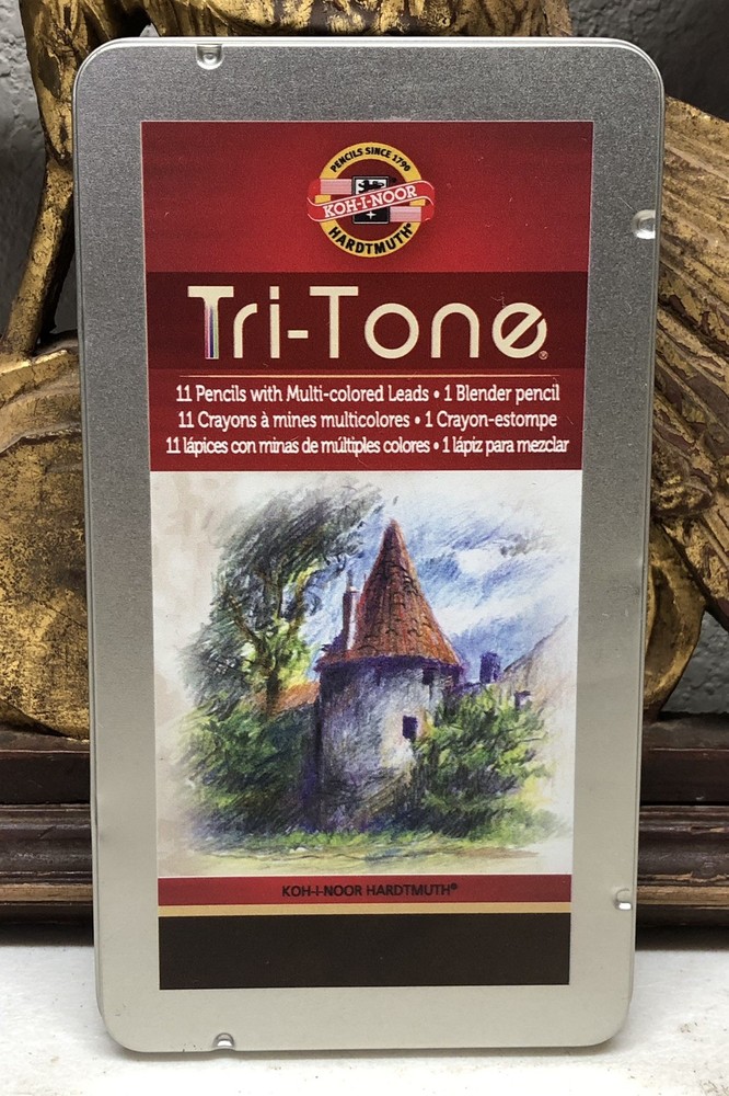 Koh-I-Noor Tri-Tone Pencils Multi-Colored Leads Set Of 11 pencils & 1 Blender