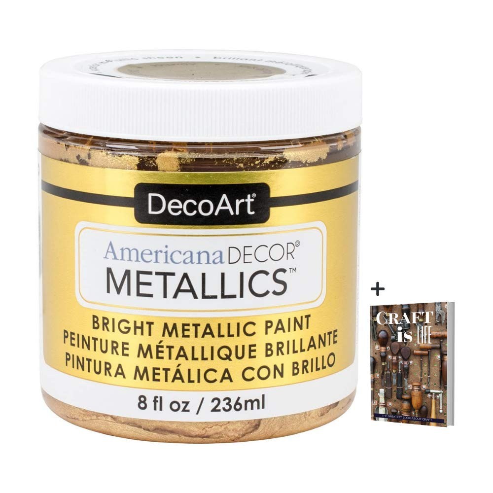 Americana Decor Metallics 24K Gold – 8oz Metallic 24K Gold Acrylic Paint – Wa…
