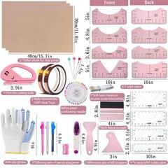 Sublimation Shirts Tool Kits 66 Pcs Shirt Measure Ruler Set Reusable Round Ne…