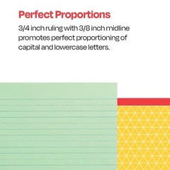 Green Newsprint Practice Paper, 3/4 Inch Rule, 12×9 Inches, 500 Sheets, Kids