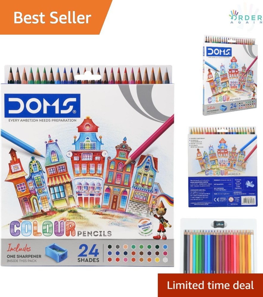 Color Pencil Set 24 Shades Multicolor Natural Pigments for Drawing Coloring