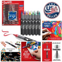 12-Count Water-Based Acrylic Markers with Brush Tip – Assorted Colors for Art