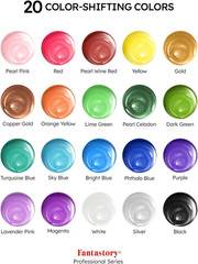 Metallic Iridescent Acrylic Paint Set with 12 Brushes, 20 X 2Oz Metallic Colors,